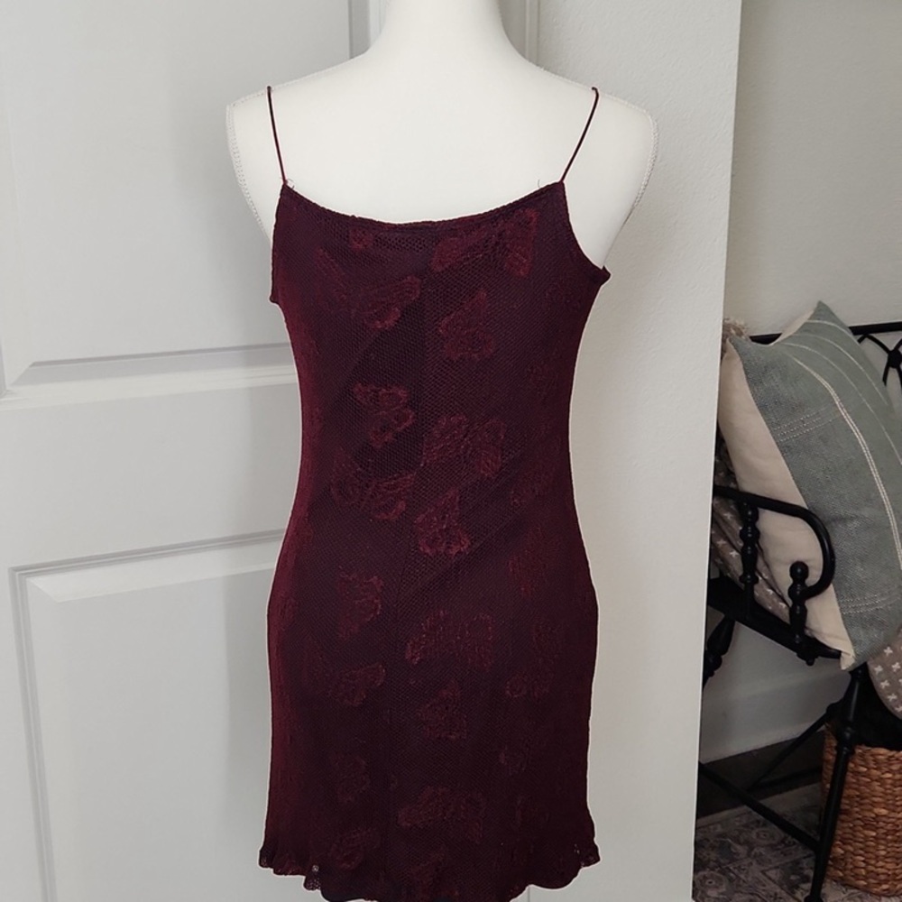 Burgundy Lace Slip Dress